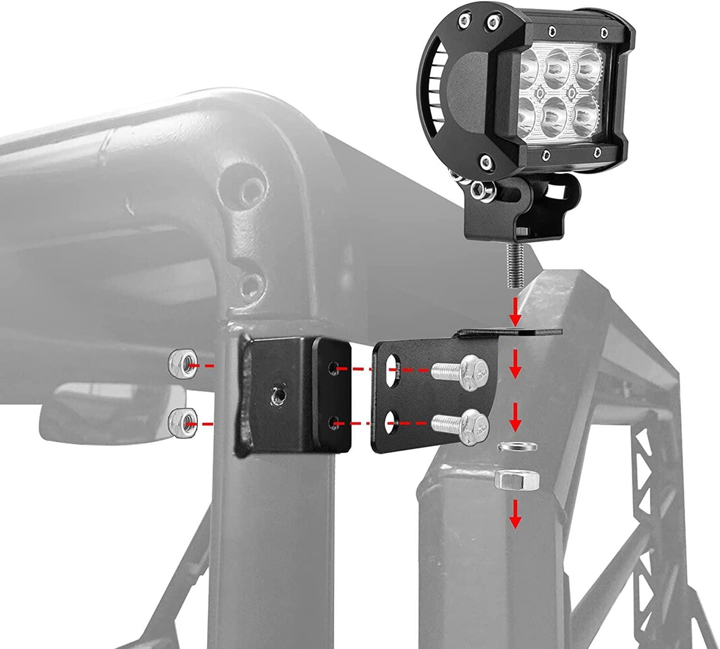 3 Inch LED Pods Light Spot/Flood Beam & Rear Roof Reversing Light LED Pod Light Brackets for 2013-2021 Polaris Ranger 570/800/900/900xp/1000/1000xp