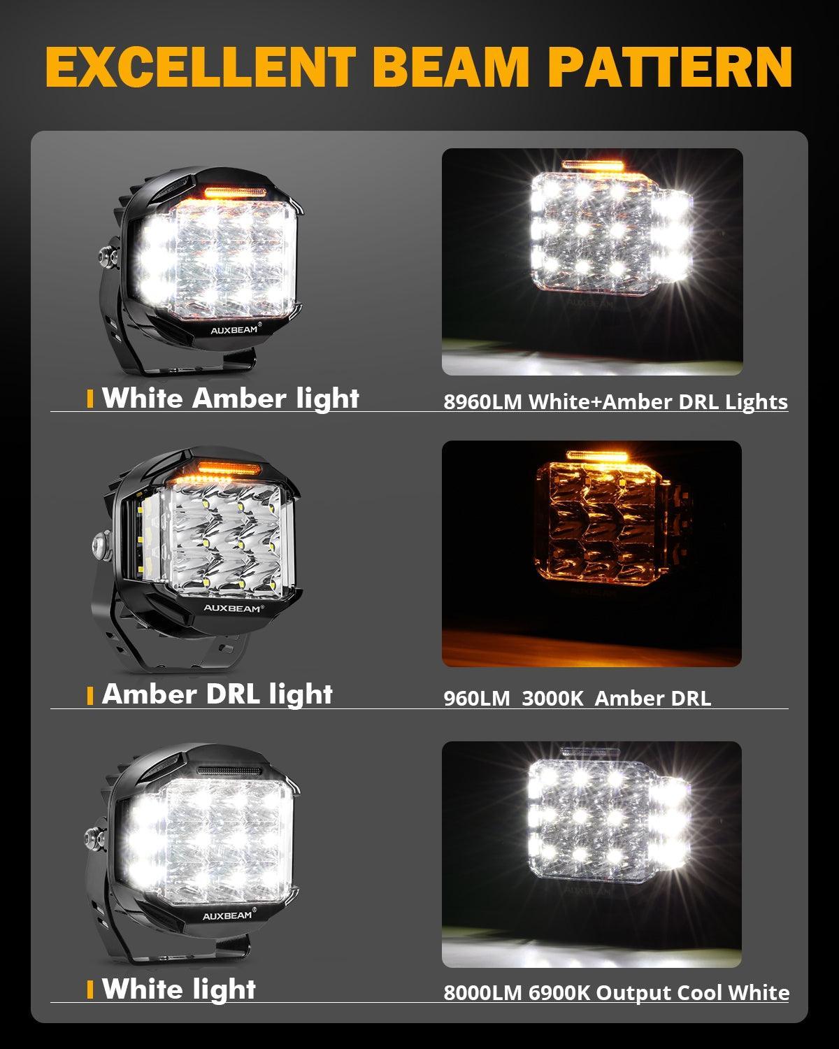 V-MAX Series | 5 Inch 168W 16440LM Combo Beam Side Shooter LED Round Pod Lights with Amber DRL