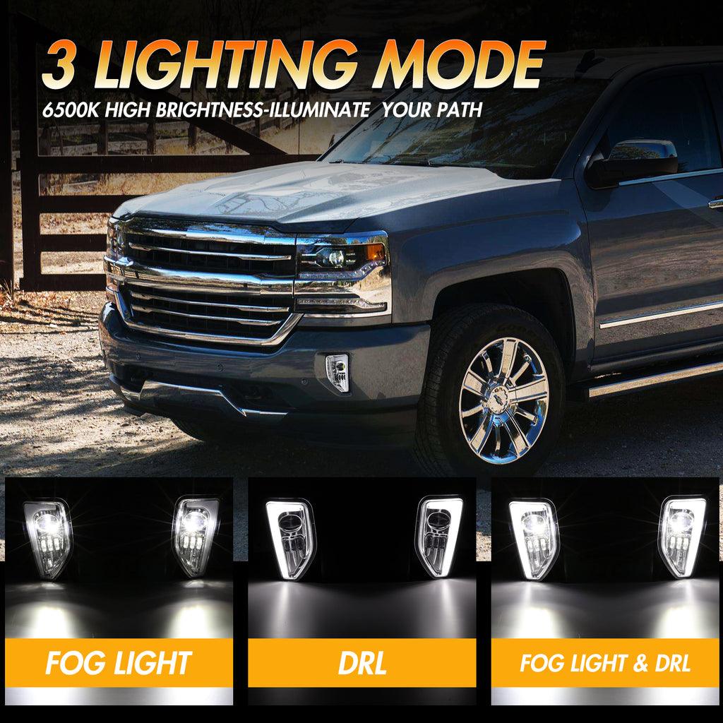 (2pcs/set) 45W Feux Anti Brouillard LED DOT pour 2016-2018 Chevy Silverado 1500 Noir/Chrome