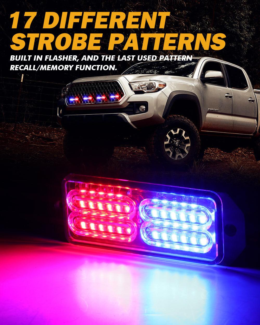 (4PSC/SET) 24LED Emergency Surface Mount Grill Strobe Light for Trucks Vehicles ATV RV Cars Van