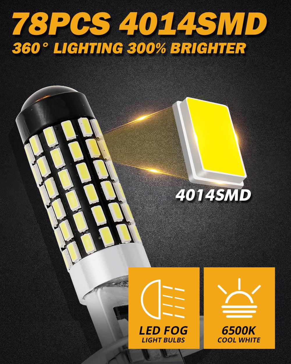 H1 LED Fog Light/DRL Bulbs 6W 2000ML 6500K White | 2 Bulbs