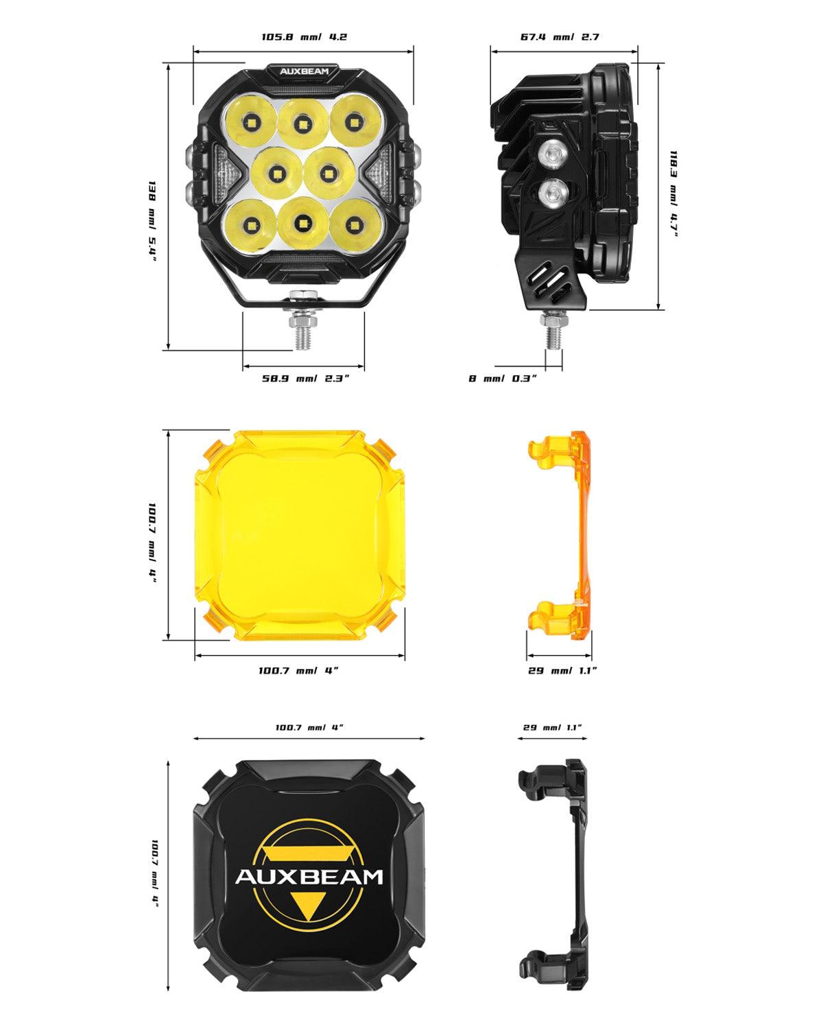 CUBE-Z Series 4 Inch LED Pod Lights Off Road Lights with White DRL &amp; Amber Turn Signal Lights