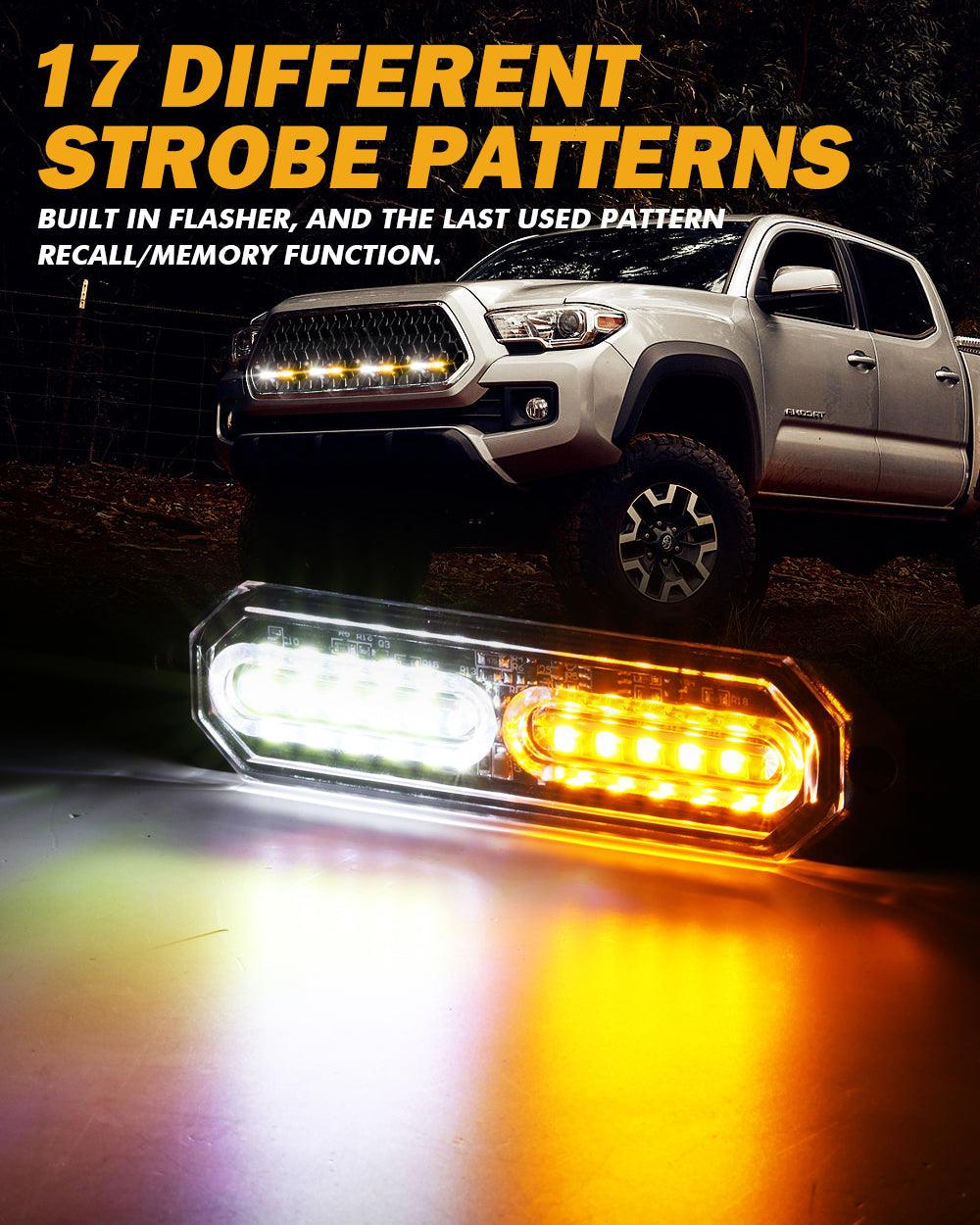 (4PSC/SET) 12LED Emergency Surface Mount Grill Strobe Light for Trucks Vehicles ATV RV Cars Van