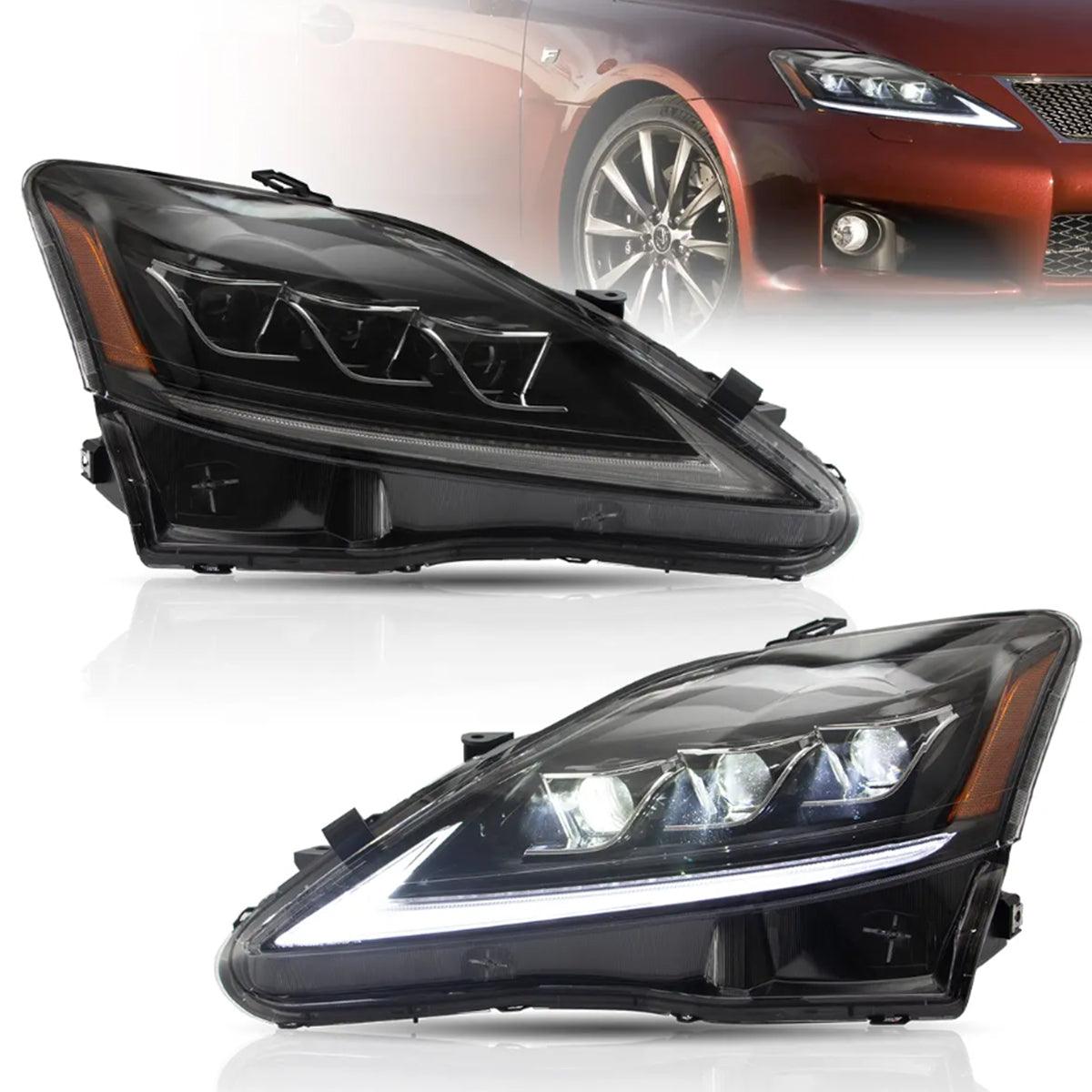 LED Headlight Assembly Matrix Projector Black For 2006-2012 Lexus IS250/IS250C/IS350/IS220d & 2008-2014 ISF(XE20)