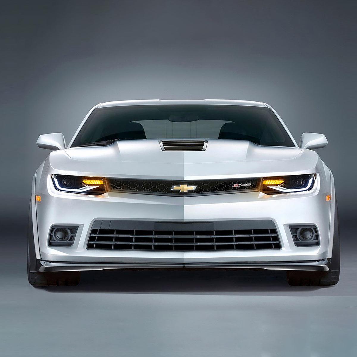 LED Headlight Assembly Dual Beam Projector Black For 2014-2015 Chevrolet Camaro