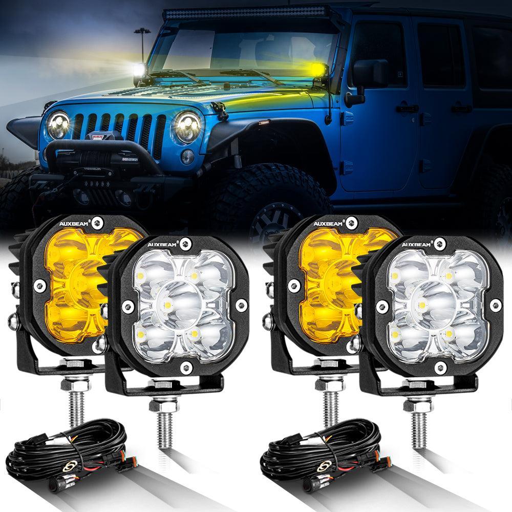 3 Inch 80W 9600LM LED Pods Lights White&Amber for JEEP