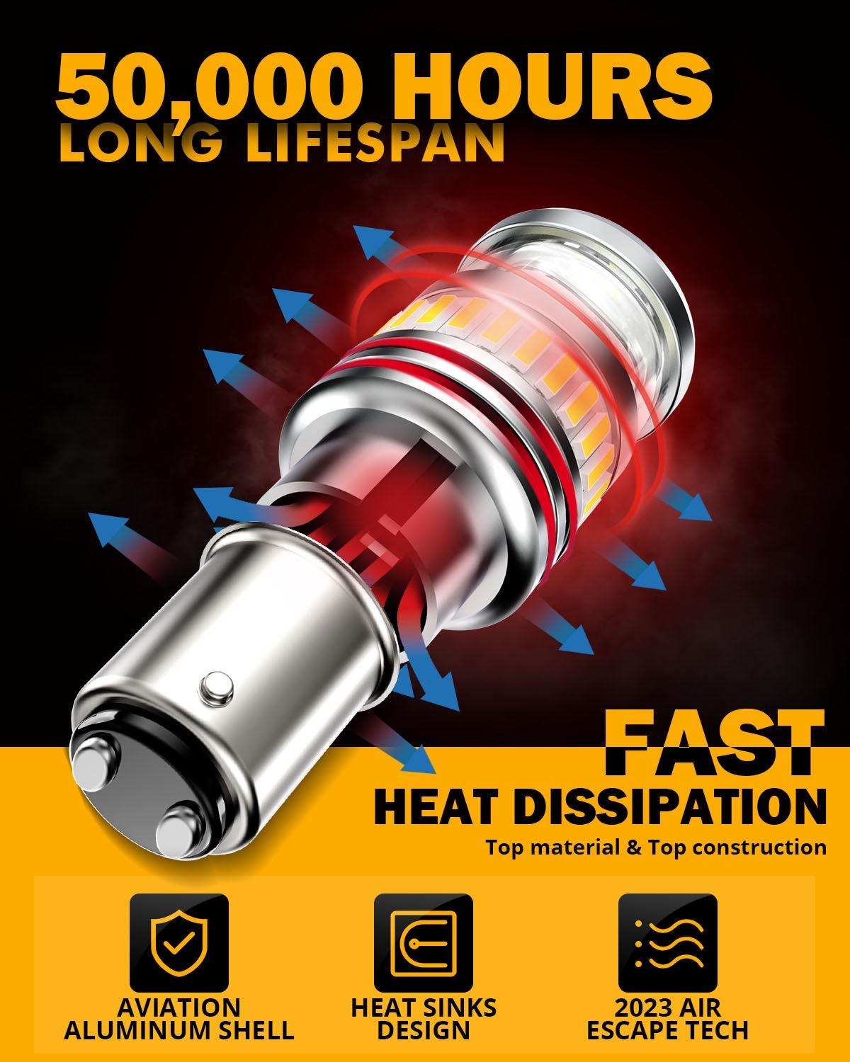 1157 BAY15D LED Backup Reverse/Turn Signal/Brake Tail Light Bulbs 11W 4000LM 6500K White B1 Series | 2 Bulbs