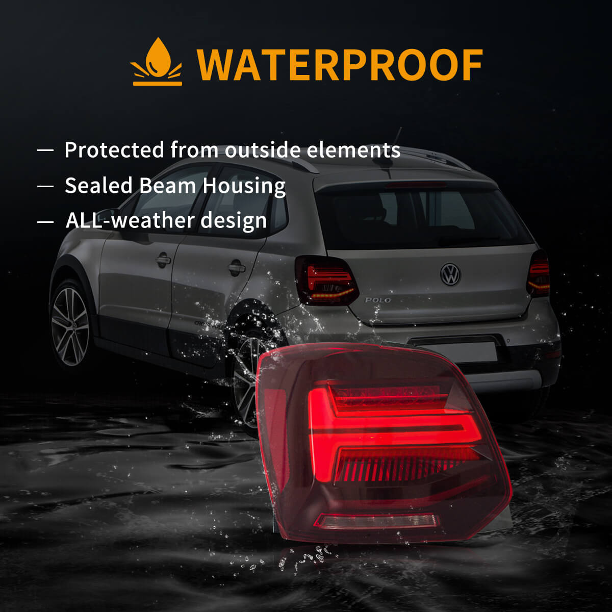 LED Tail Light Assembly With Sequential Turn Signal For 2009-2017 Volkswagen Polo 5th Gen (LWB/SWB）