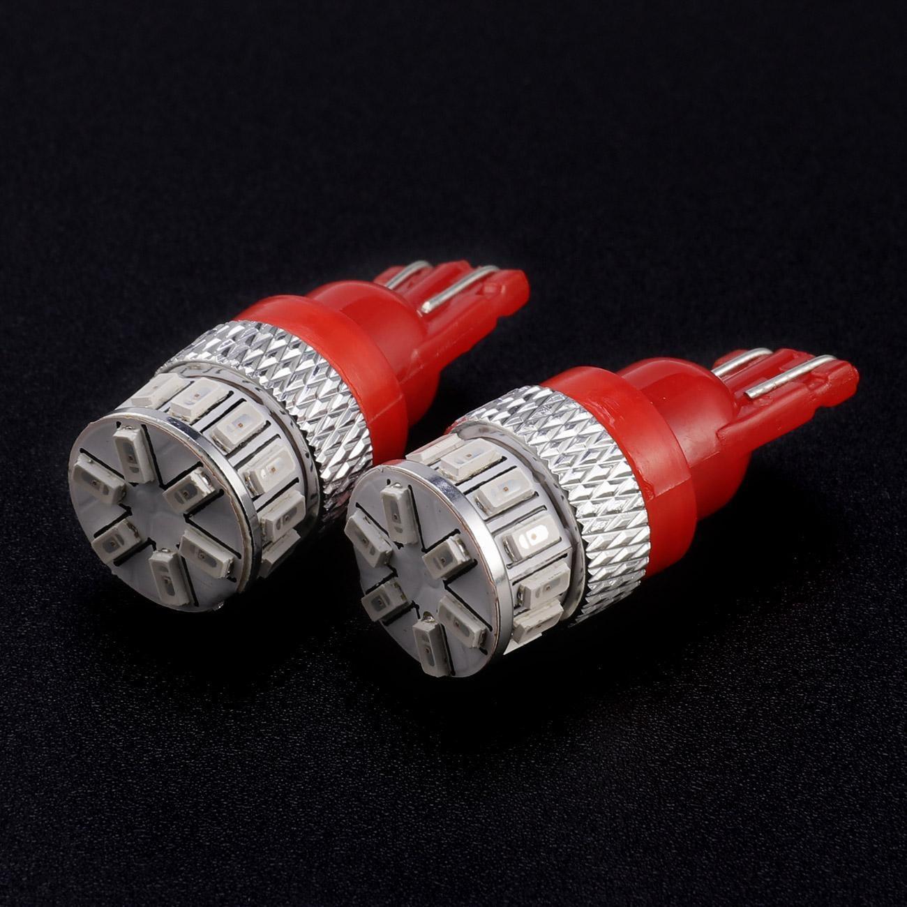 168 2825 W5W T10 LED License Plate/Side Marker/Interior Light Bulbs 4W 300% High Brightness CAN-Bus Error Free Red | 2 Bulbs