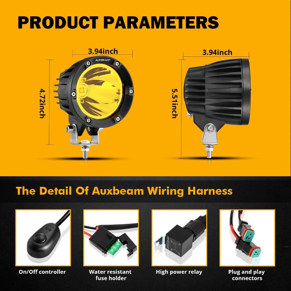 C4 Series | 4 Inch 100W Spot Round LED Pods Amber LED Driving Lights 