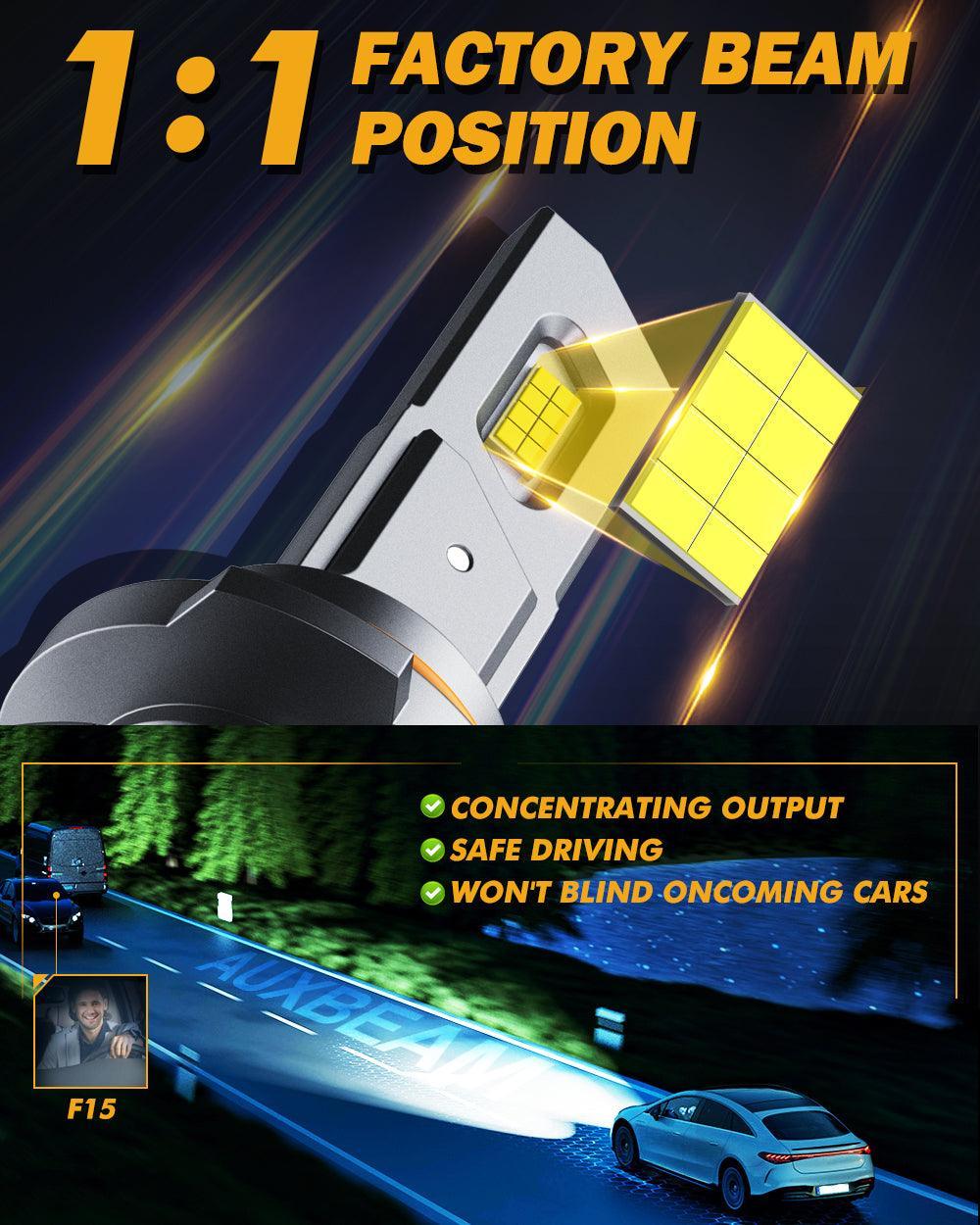 9005+9006 LED Headlight Bulbs 90W 20000LM F15 Series 20% Smaller Size 6500K Cool White | 4 Bulbs