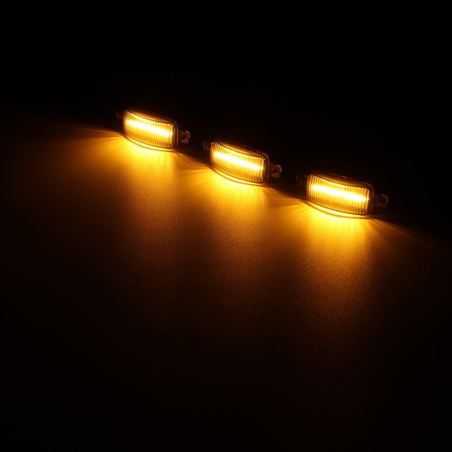 (3pcs/set)  LED Front Grille Lights Raptor Style Amber Light Fit for GMC Sierra 2500 HD 2016-2021 (Amber shell/ Smoked shell）