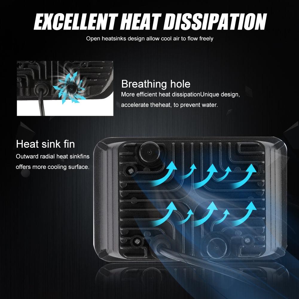 (2PCS/SET) 4x6" Sealed Beam LED Headlight with Hi-Lo Beam & DRL Amber Turn Signal Light