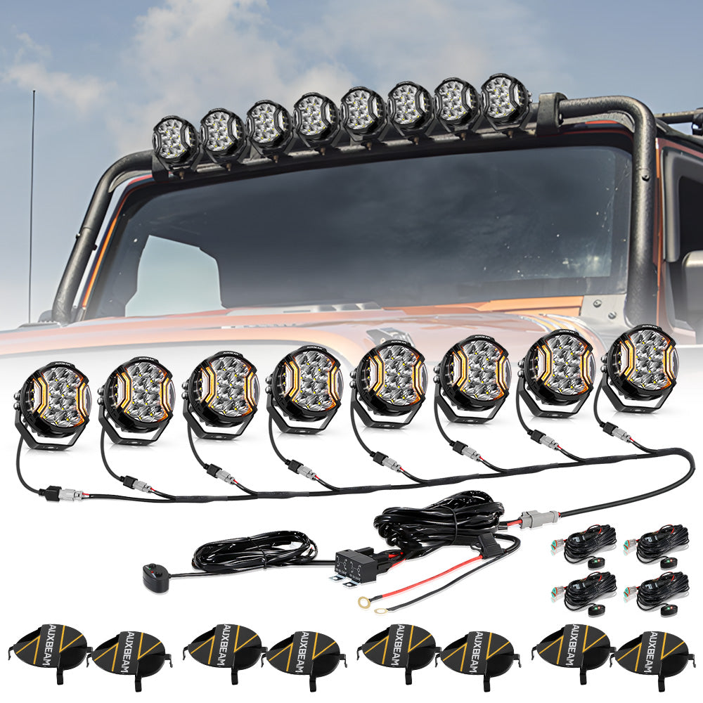 V-ULTRA Series | 5 Inch 172W LED Side Shooter Amber/White Pod Lights with Amber DRL