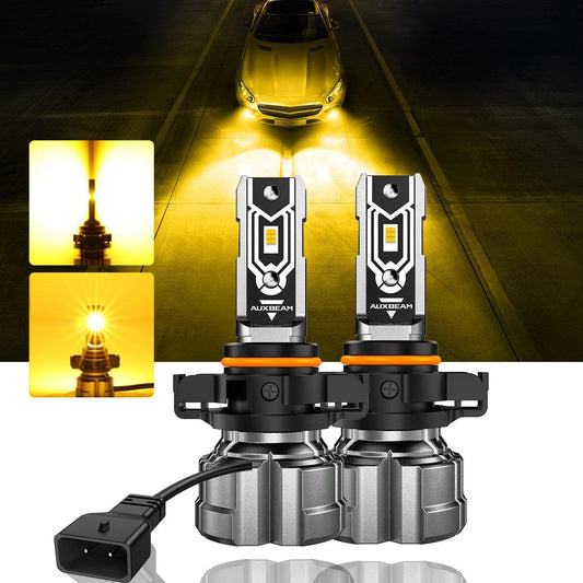 🆕5202 5202 5201 PS24W H16EU LED Fog Light/DRL Bulbs 50W 10000LM 3000K Golden Yellow Q5 Series | 2 Bulbs