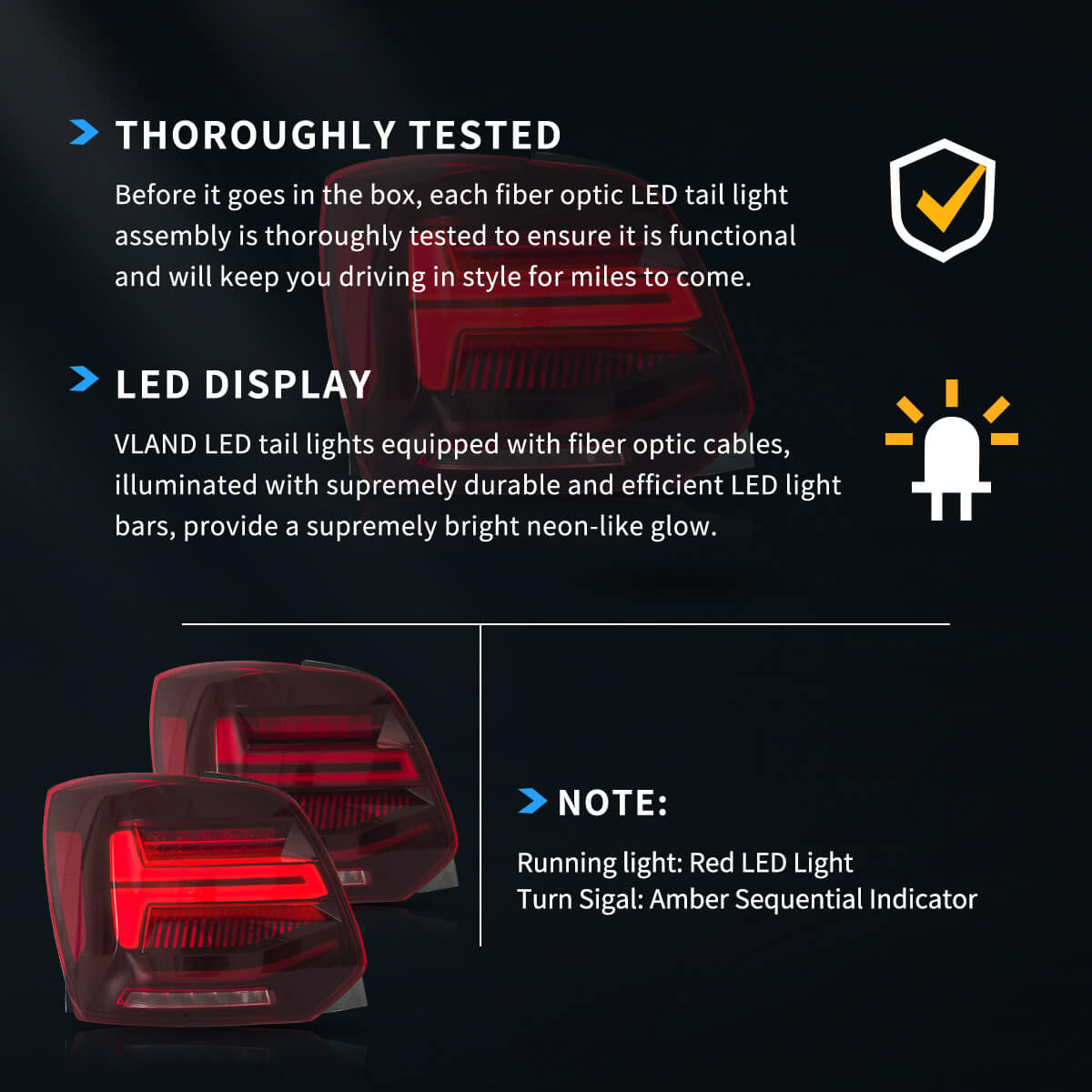 LED Tail Light Assembly With Sequential Turn Signal For 2009-2017 Volkswagen Polo 5th Gen (LWB/SWB）