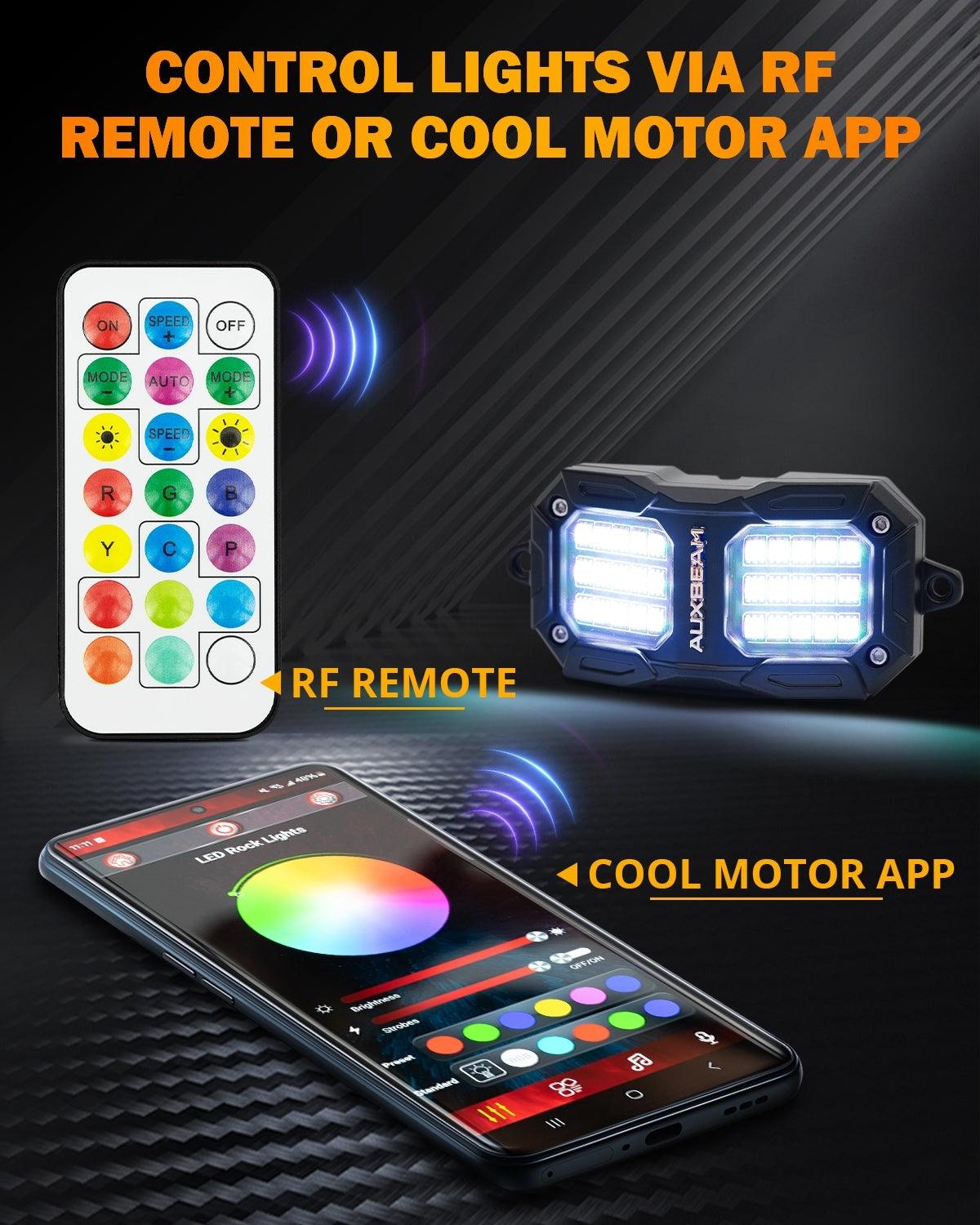 NEW Vibrant Series | 8PCS RGB LED Rock Lights Kit Multicolor Neon Underglow Lights with Bluetooth APP & Remote Control