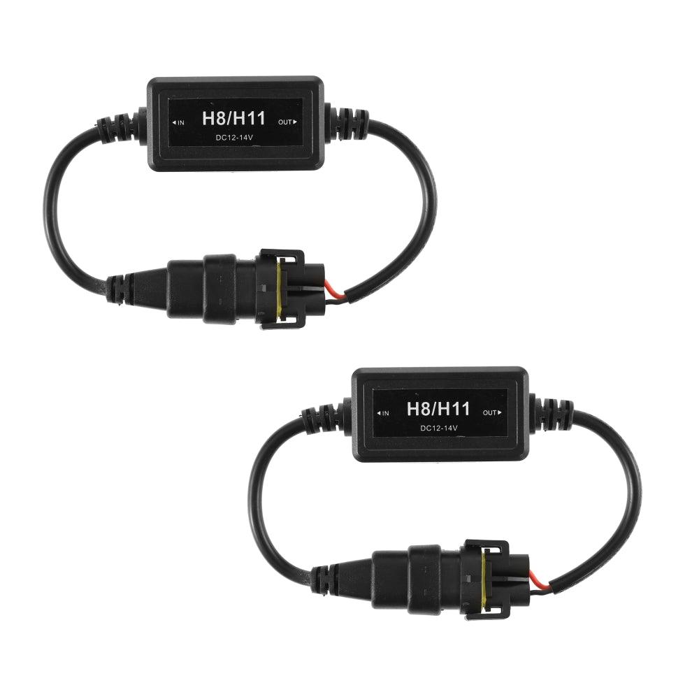 H11/H9/H8 C10-MODEL Enhanced LED Headlight Bulbs Canbus Decoder Anti-Flicker Hyper Flash No Warning Harness Resistor Conversion Kit 2pcs/set