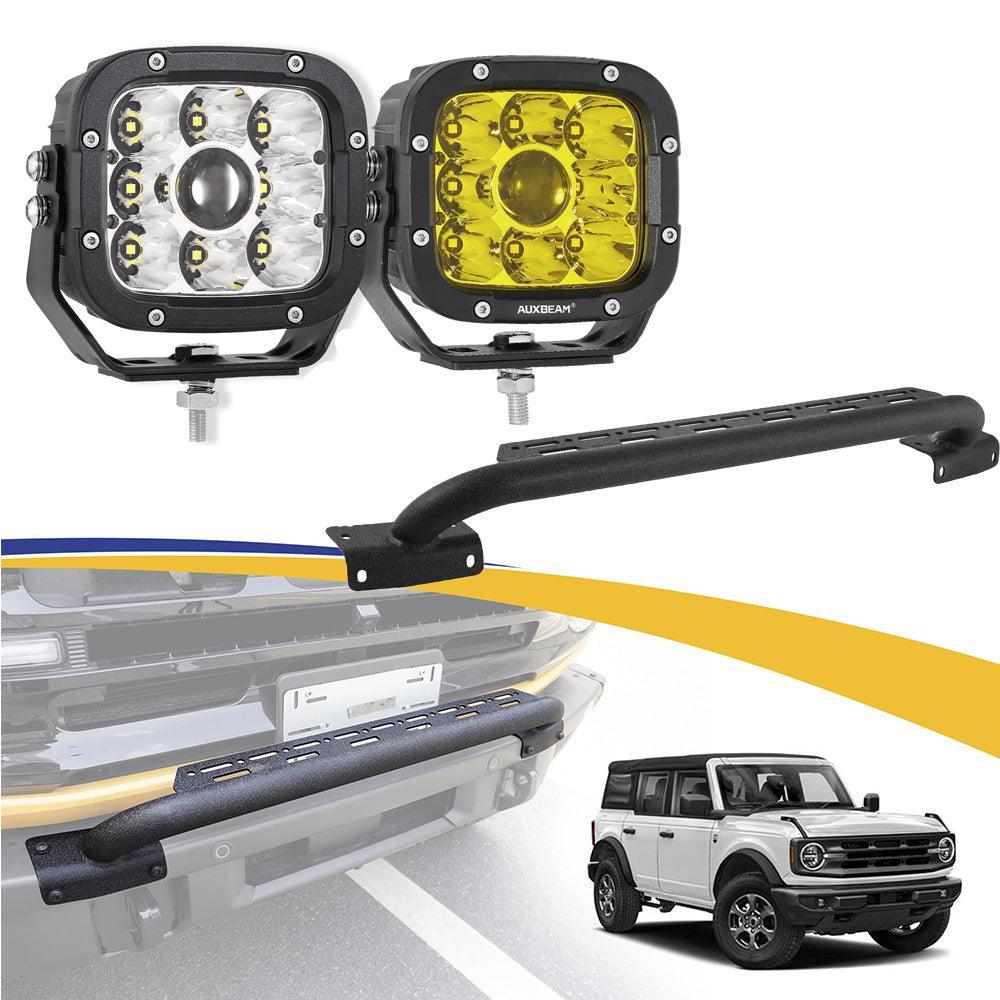 5 Inch 110W White/Amber Spot Light LED Driving Lights+Bull Bar For Ford Bronco 2/4 Door 2021 2022