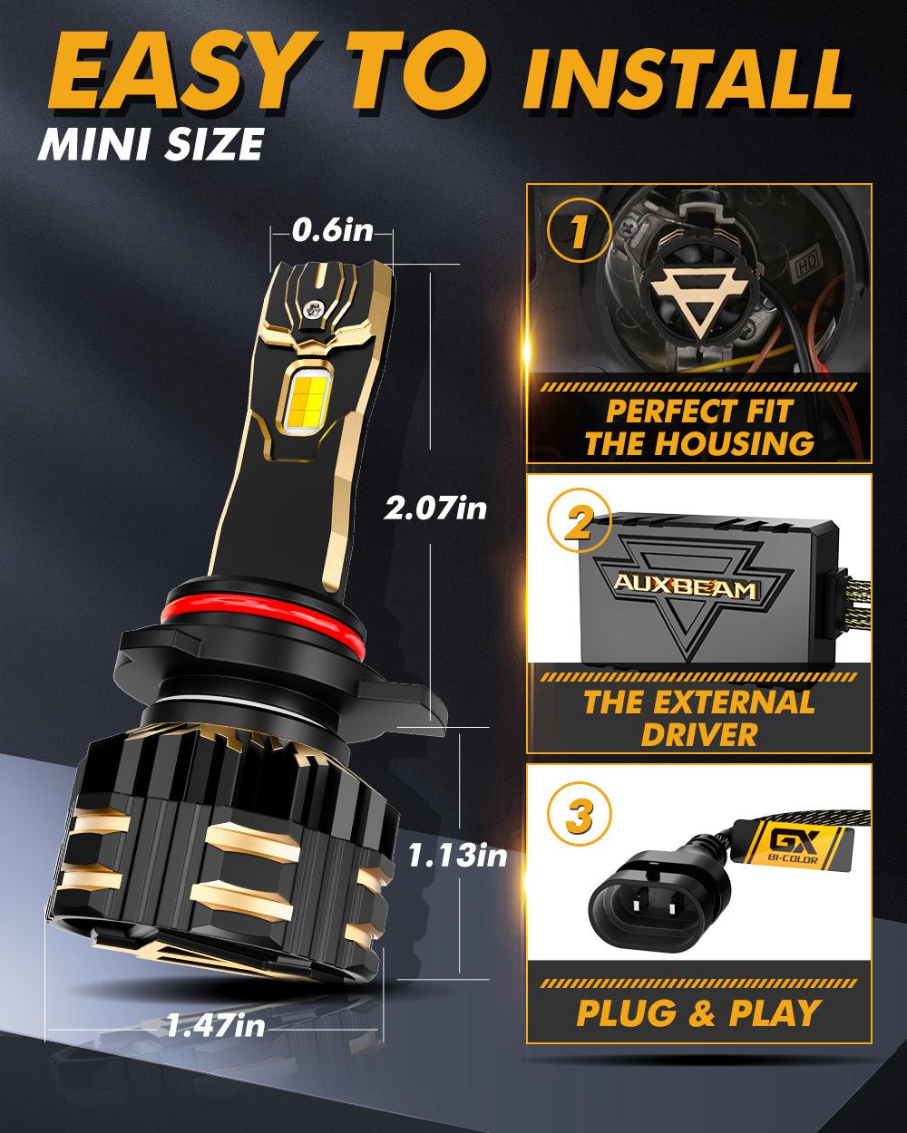9012/HIR2 LED Headlight Bulbs 110W 25000LM GX Bi-Color Series High Power &amp; Brightness Dual Color Switchback | 2 bulbs 