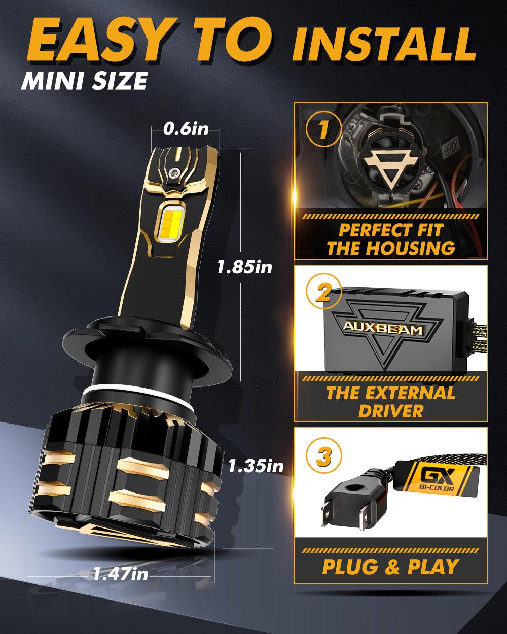 H7 LED Bulb Fog Lights/Low Beam Lights 110W 25000LM GX Bi-Color Series High Power &amp; Brightness Dual Color Switchback | 2 bulbs 