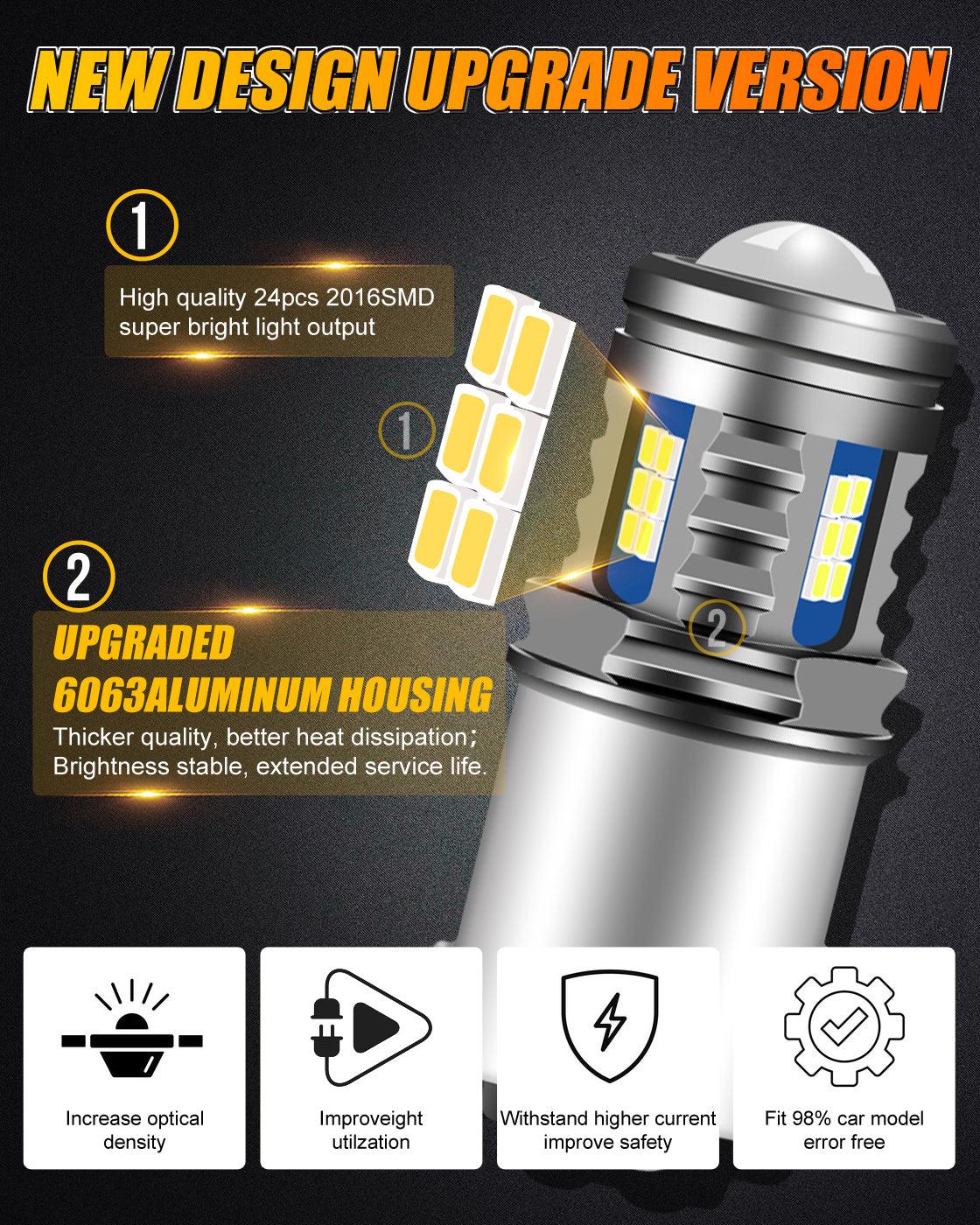 (2pcs/set) 1157/BAY15D Y2 Series 3-Sides Cool White LED Brake/Turn Single/Back-up/Side Maker/DRL