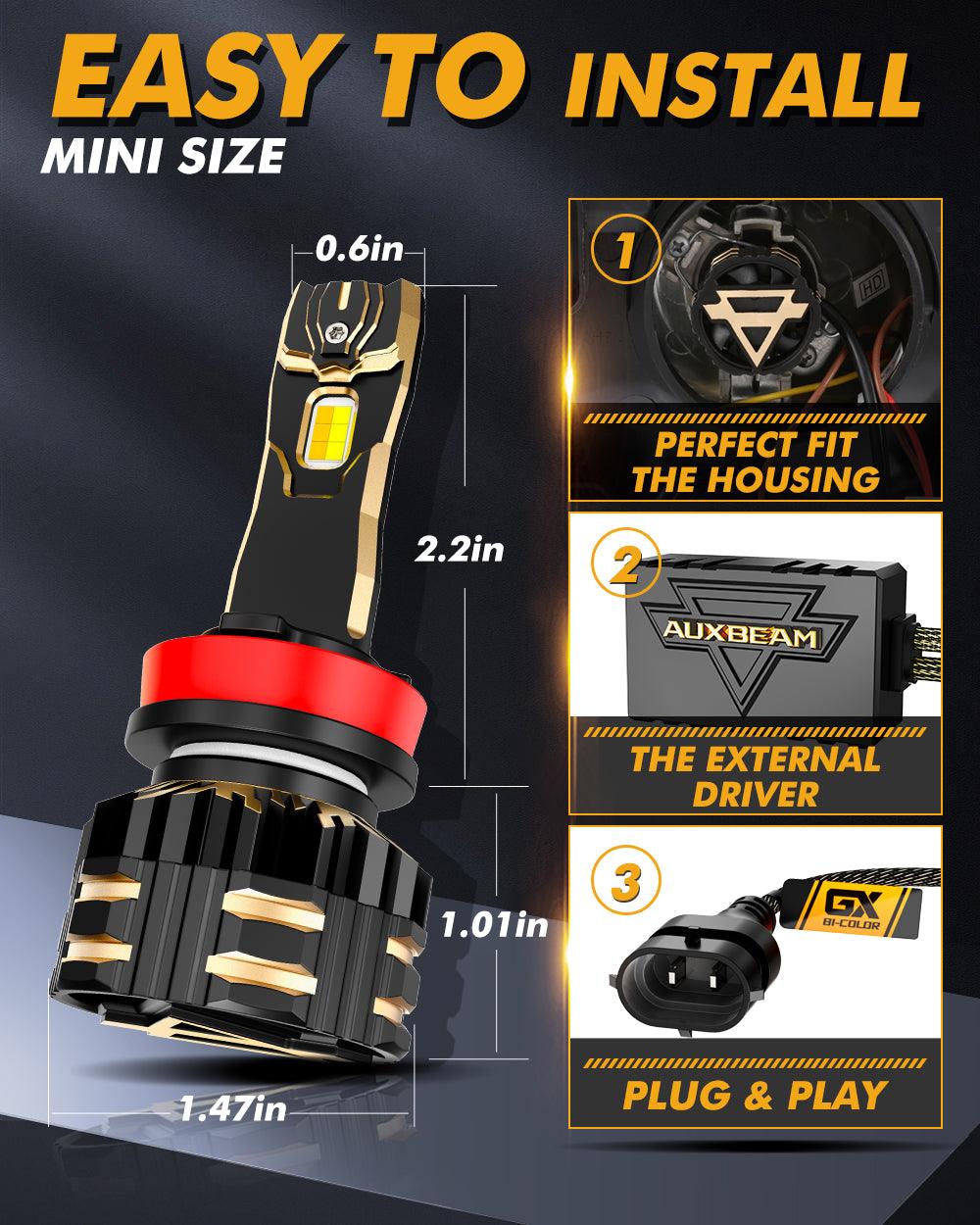 H11/H9/H8/H16JP LED Bulb Fog Lights/Low Beam Lights 110W 25000LM GX Bi-Color Series High Power &amp; Brightness Dual Color Switchback | 2 bulbs