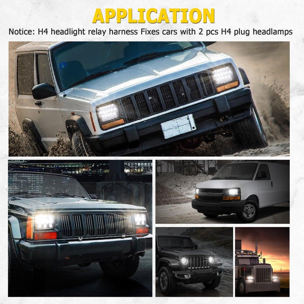 Projecteurs LED 7x6 Pouces avec Faisceau H4 pour Jeep Wrangler YJ XJ MJ