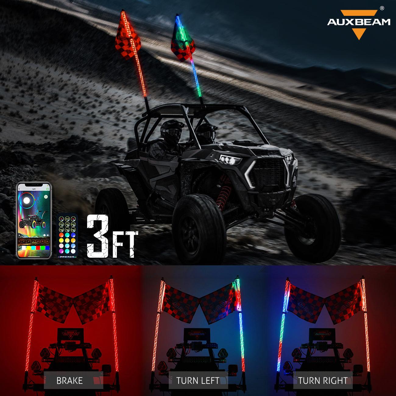 3FT/4FT LED RGB Whip Lights & Rear Pillar Flagpole Light Brackets Combo for Can-Am Maverick X3