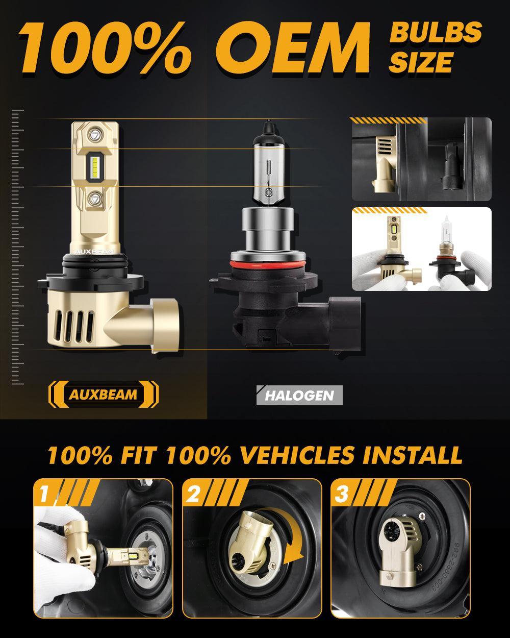 9006/HB4 LED Headlight Bulbs 60W 16000LM Q20-SE Series 1:1 OEM Factory Size 6500K Cool White | 2 Bulbs