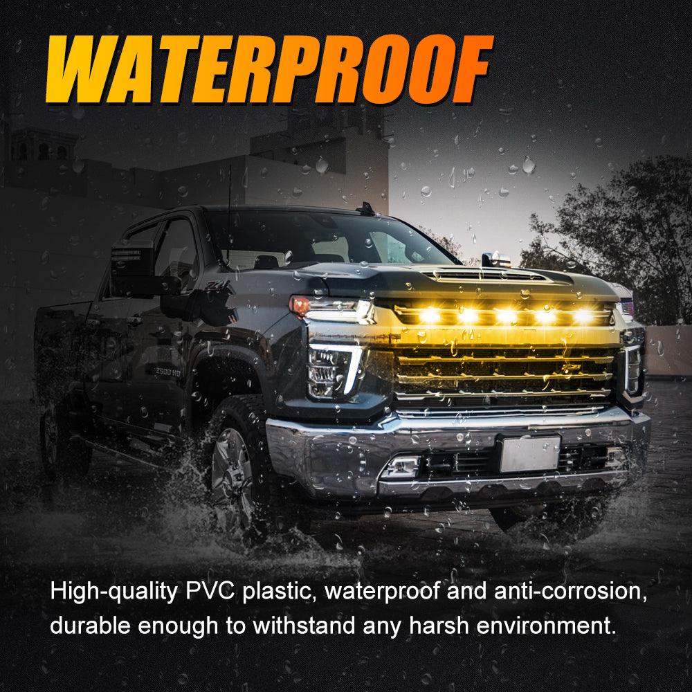 (5pcs/set)  LED Front Grille Lights Raptor Style Amber Light Fit for Chevrolet Silverado 2500HD 2020-2021