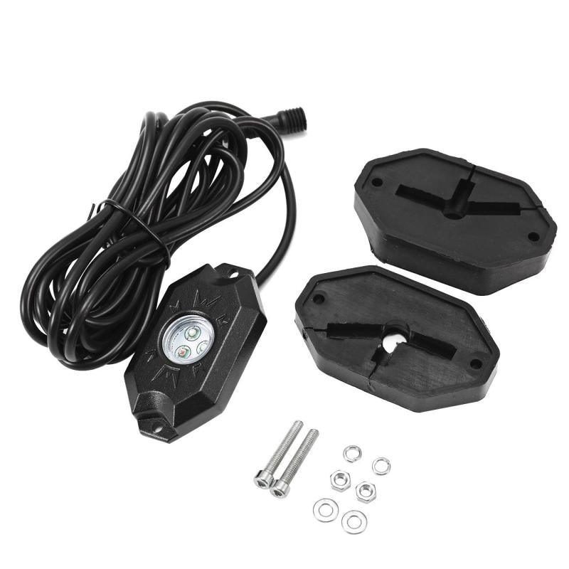 2Pcs 4FT RGB LED Whip Lights with Turn Signal & Brake Light + RGB LED Rock Lights Set with Bluetooth Controlled