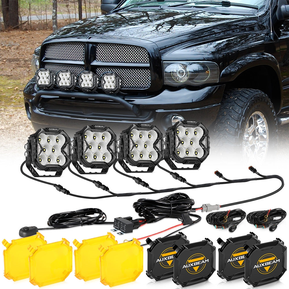 CUBE-Z Series 4 Inch LED Pod Lights Off Road Lights with White DRL &amp; Amber Turn Signal Lights