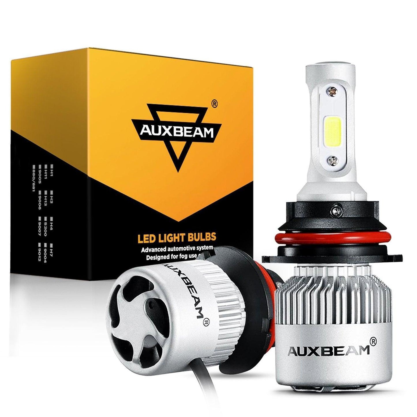 Bombillas de faros LED 9007/HB5 72W 8000ML Serie S2 Super Brightes COB 6500K Blanco frío | 2 bombillas