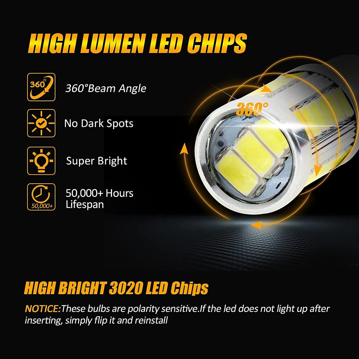 1157 BAY15D LED  Backup Reverse/Turn Signal/Brake Tail/Side Marker Light Bulbs 20W 4000LM 6500K White 33LED Series | 2 Bulbs