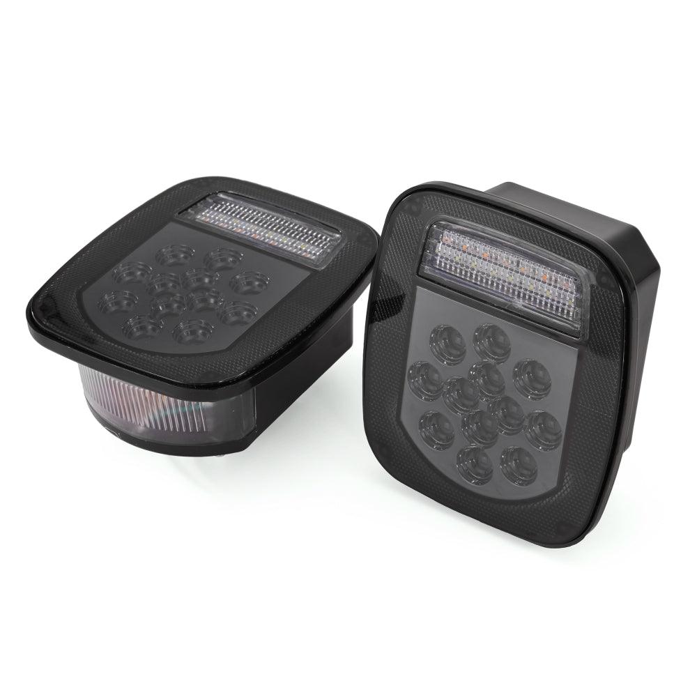 (2pcs/set) Universal Tail Lights 39LEDs Smoked Black for Wrangler YJ TJ CJ Truck Trailer Van Boat