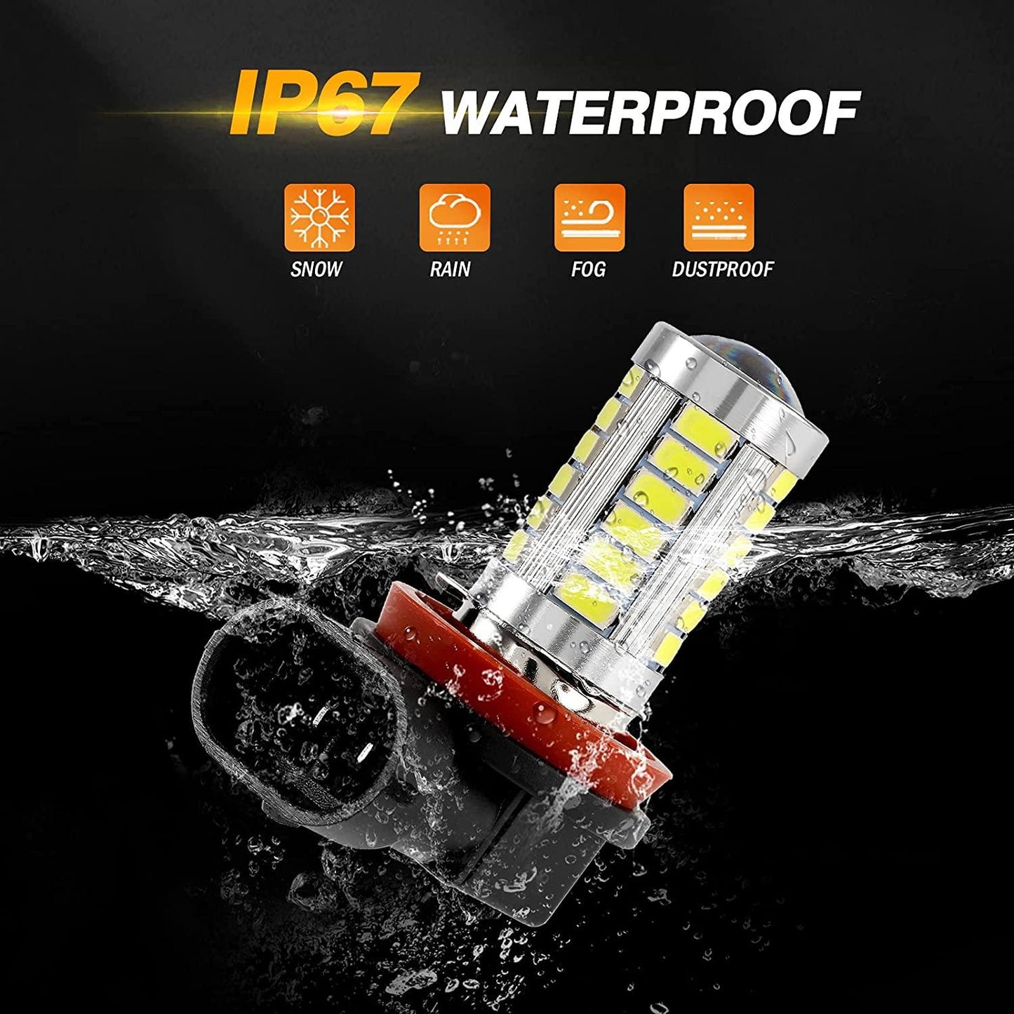 H11 H9 H8 H16JP LED Fog Light/DRL Bulbs 50W 4000LM 6500K White 33LED Series | 2 Bulbs