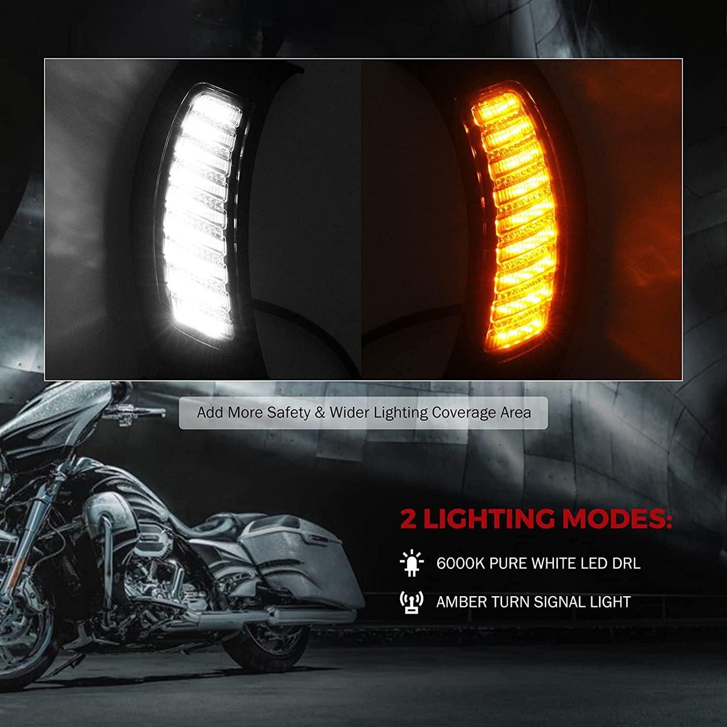 Lumières De Signalisation LED Vent Avant Avec DRL Pour Harley Road Glide MS-SG15 2015-2020