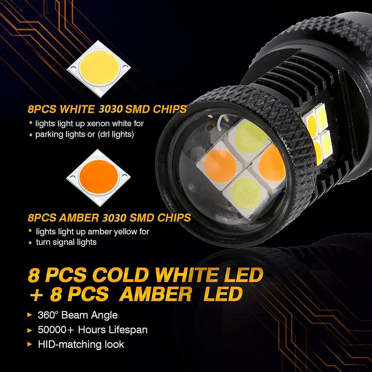 For 2016-2020 Toyoto Tacoma 7443/T20 DRL&Turn Signal Light Dual Color Lighting Switchback White&Amber