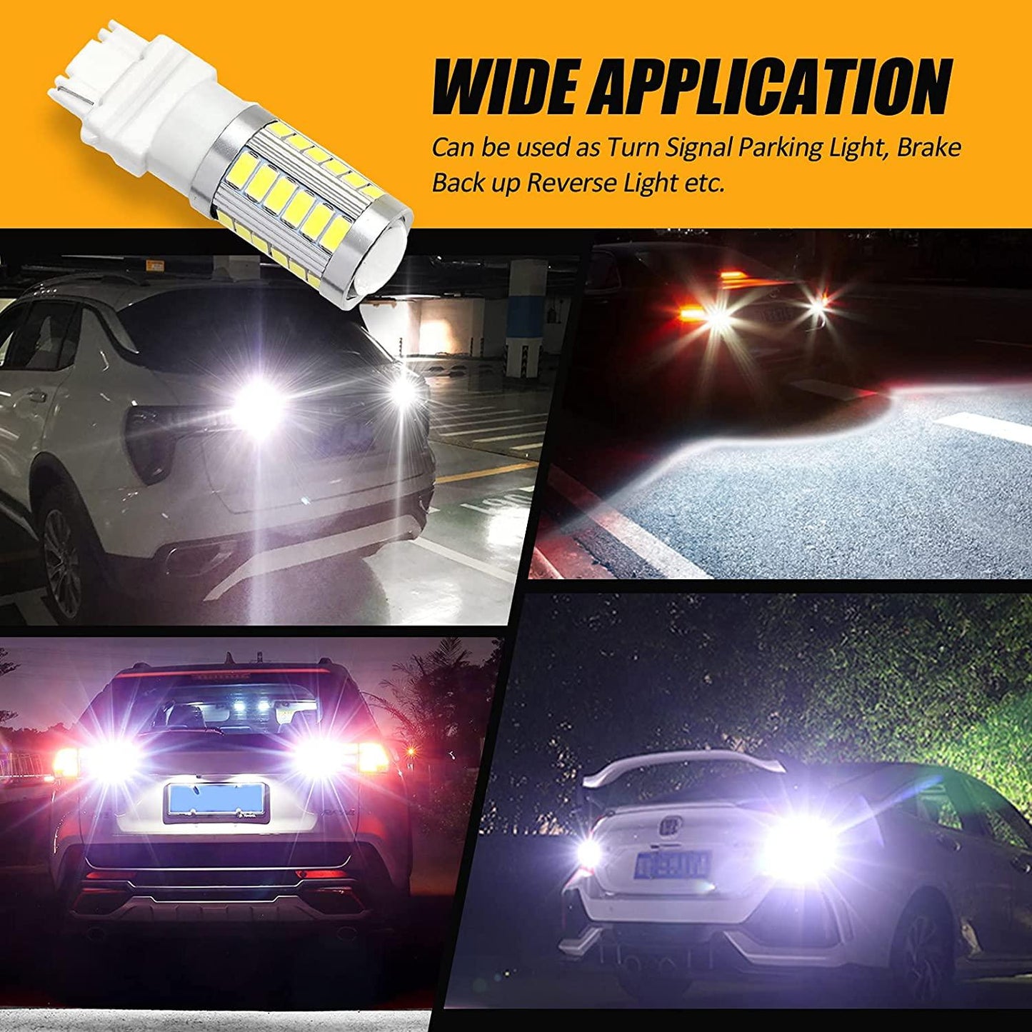 3156 LED Backup Reverse/Turn Signal/Brake Tail Light Bulbs 20W 4000LM 6500K White 33LED Series | 2 Bulbs