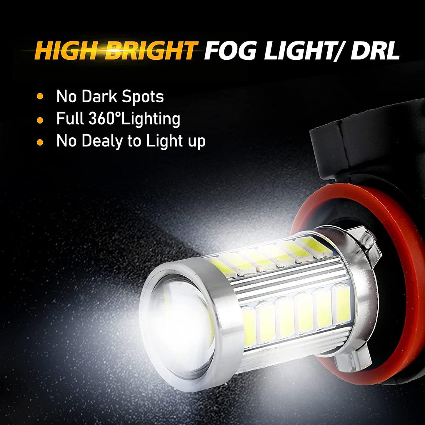 H11 H9 H8 H16JP LED Fog Light/DRL Bulbs 50W 4000LM 6500K White 33LED Series | 2 Bulbs
