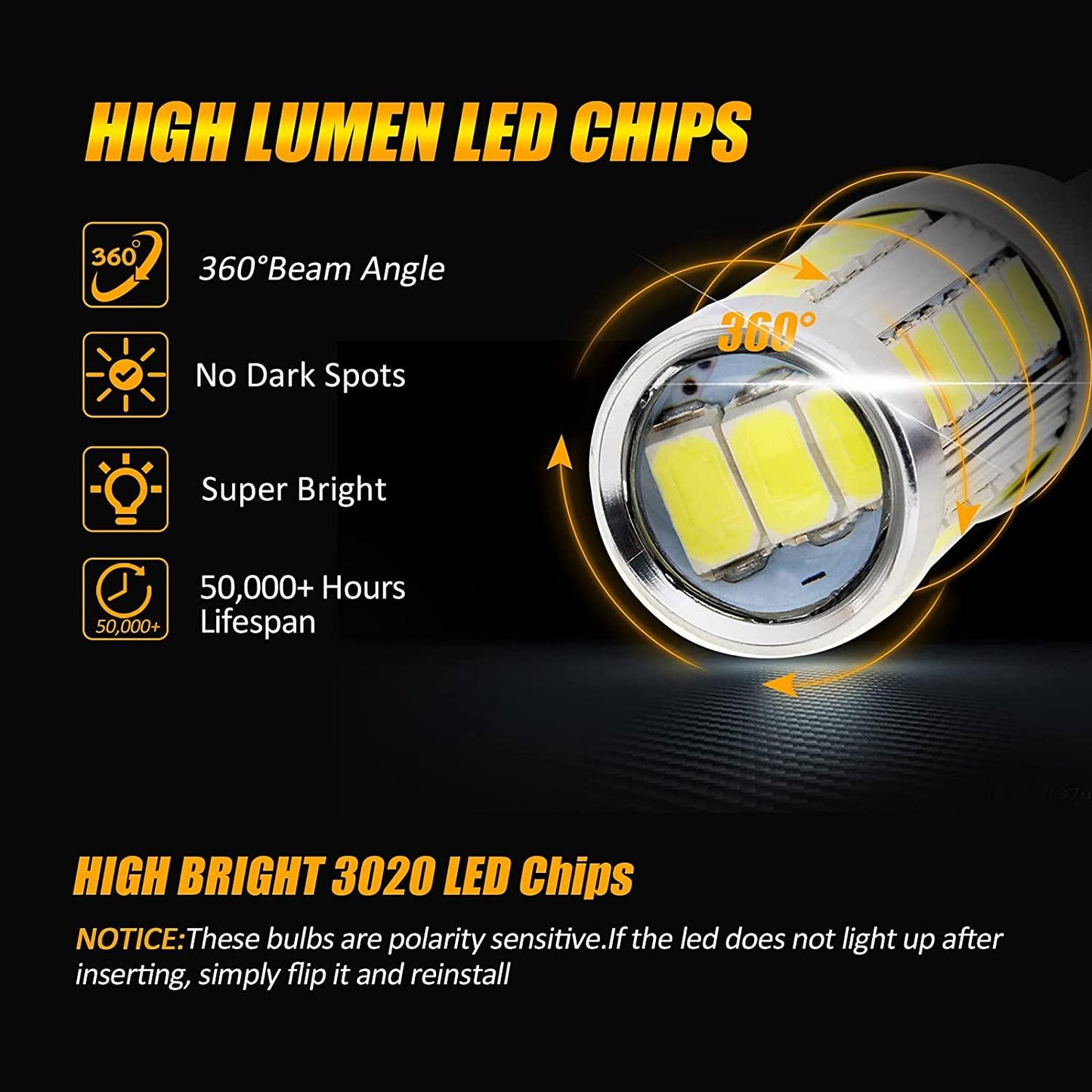 3156 LED Backup Reverse/Turn Signal/Brake Tail Light Bulbs 20W 4000LM 6500K White 33LED Series | 2 Bulbs