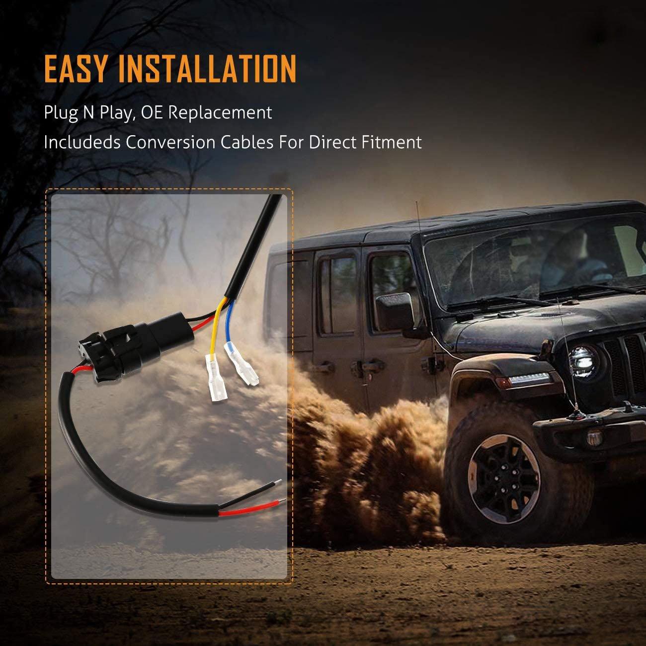 7'' LED Headlight Replacement And 4'' 30W LED Fog Lights with White DRL+Amber Turn Signal For Jeep Wrangler2007-2018 JK