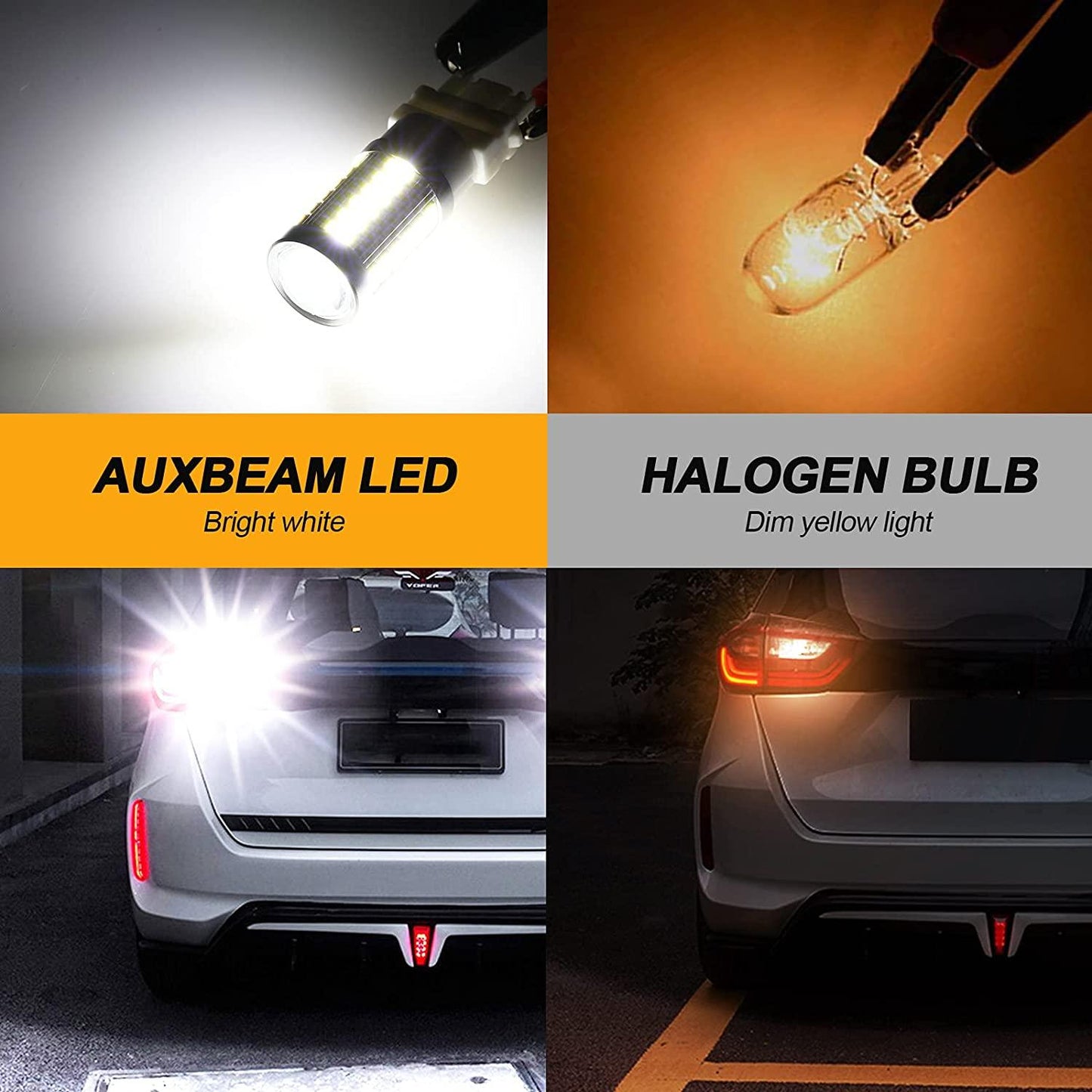 3156 LED Backup Reverse/Turn Signal/Brake Tail Light Bulbs 20W 4000LM 6500K White 33LED Series | 2 Bulbs