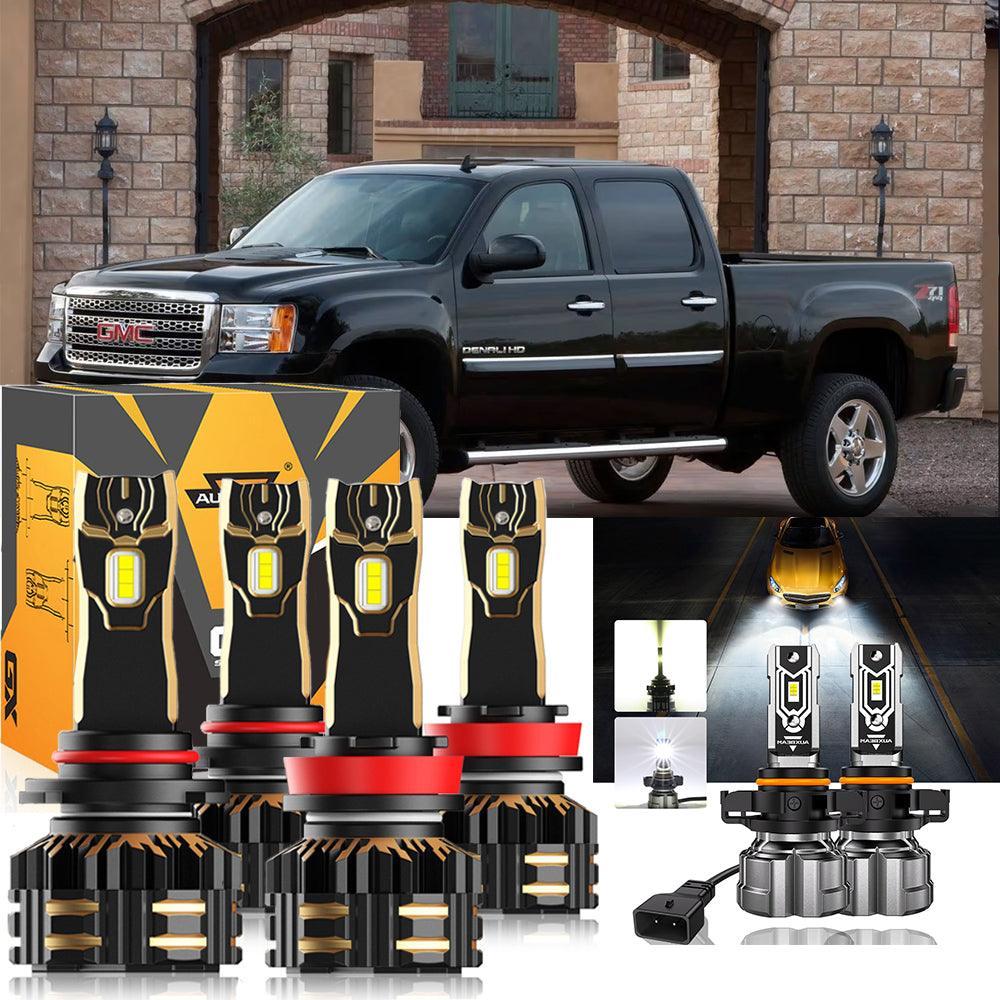 For 2007-2014 GMC Sierra 3500 HD 9005 H11 LED Headlight Bulbs Bundle