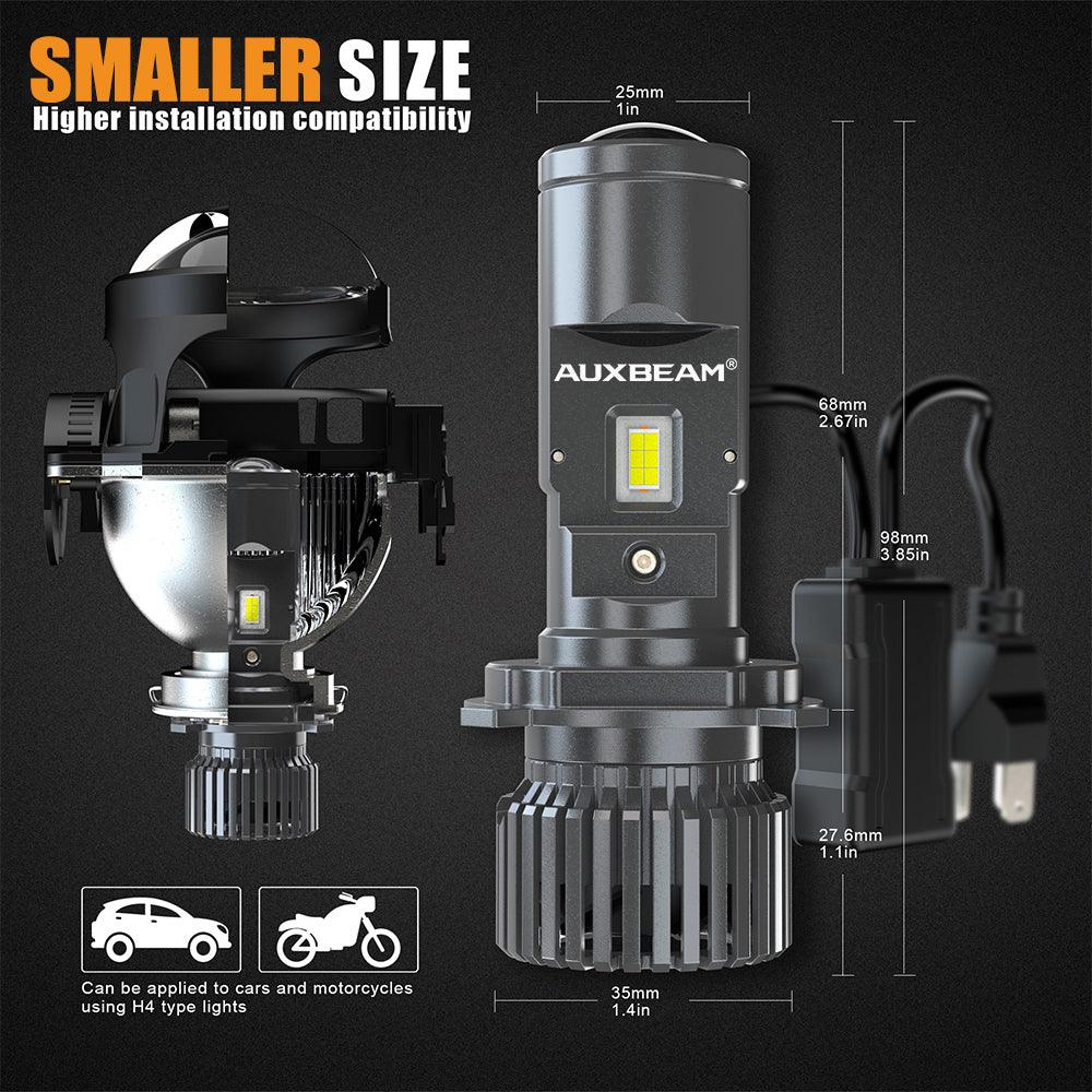 H4 LED Headlight Bulbs 110W 10000LM Mini Bi-LED Projector Lens Headlight 6000K Cool White | 2 Bulbs