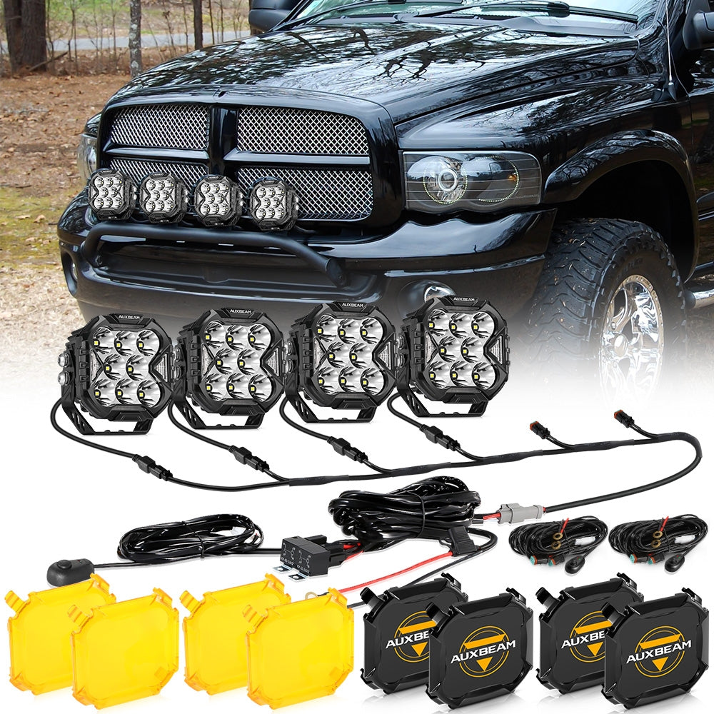 CUBE-Z Series 4 Inch LED Pod Lights Off Road Lights with White DRL &amp; Amber Turn Signal Lights