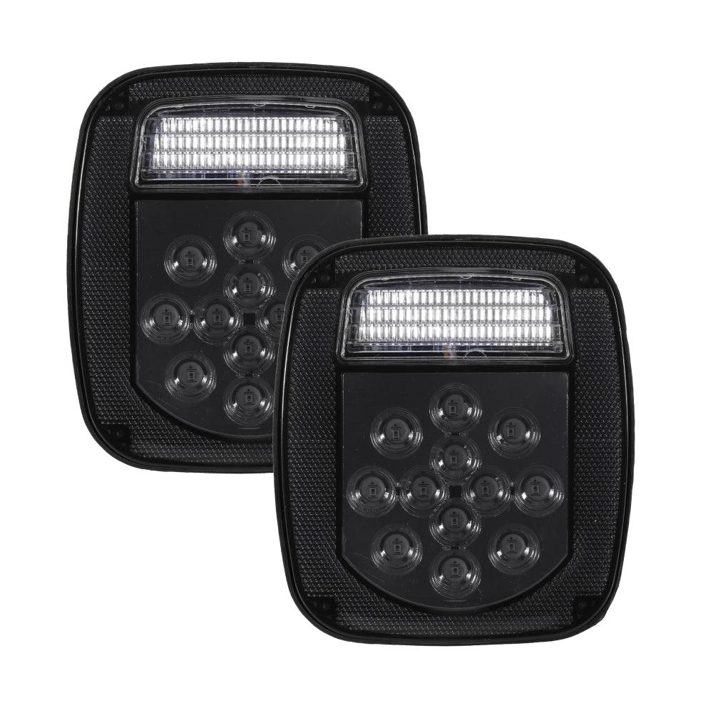 (2pcs/set) Universal Tail Lights 39LEDs Smoked Black for Wrangler YJ TJ CJ Truck Trailer Van Boat
