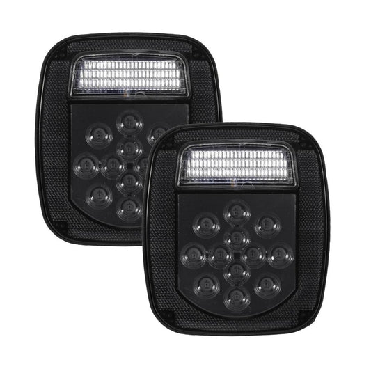 (2pcs/set) Universal Tail Lights 39LEDs Smoked Black for Wrangler YJ TJ CJ Truck Trailer Van Boat