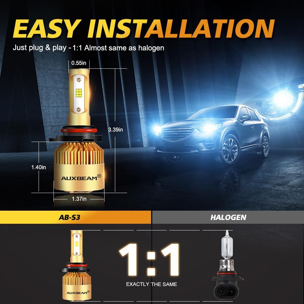 9005+9006 LED Headlight Bulbs 72W 8000LM S3 Series Fan Cooling 6500K Cool White | 4 Bulbs